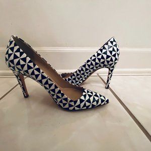 J Crew Black White Geometric High Heel Pump Size 5.5